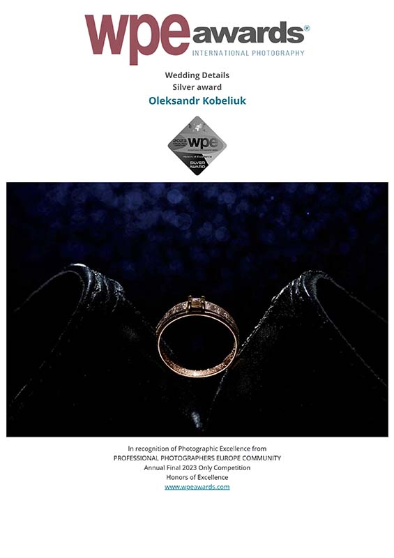 WPE - International Photographers Awards - Certificate delivered to Oleksandr Kobeliuk 2023